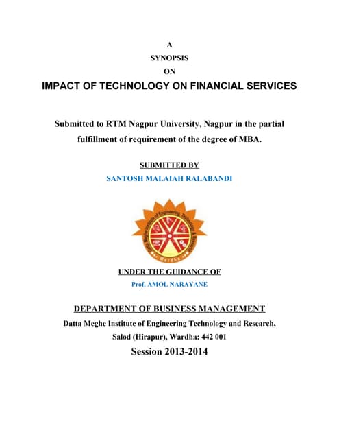 IMPACT OF TECHNOLOGY ON FINANCIAL S...