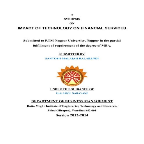 IMPACT OF TECHNOLOGY ON FINANCIAL SERVICES