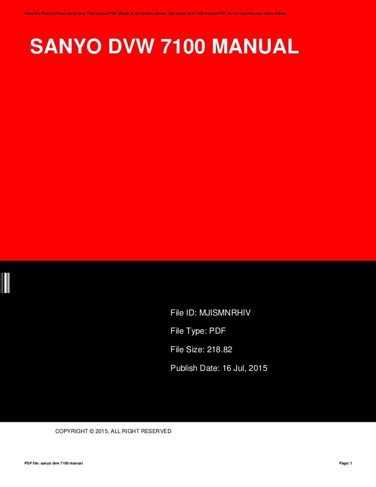 Sanyo dvw-7100-manual