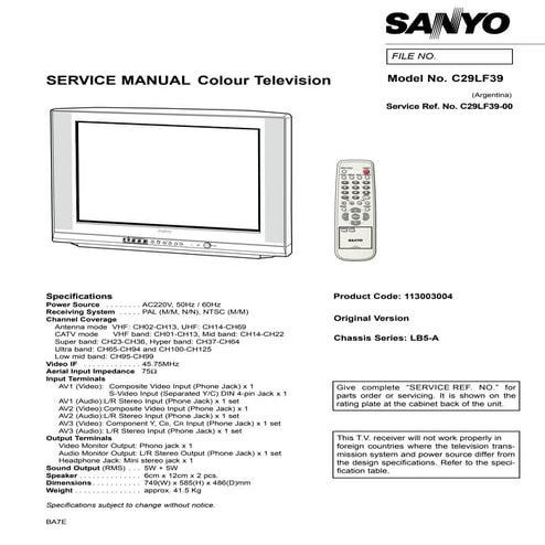 Sanyo chassis lb5-a