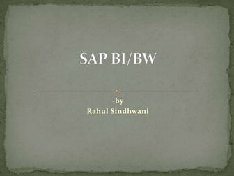SAP BW Introduction.