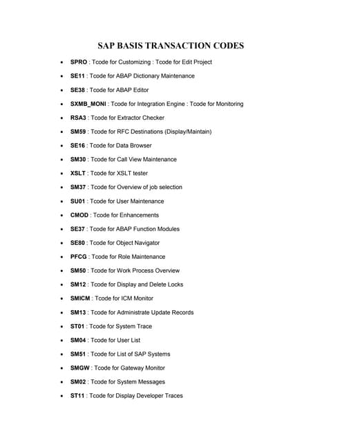 Bi transaction codes | PDF