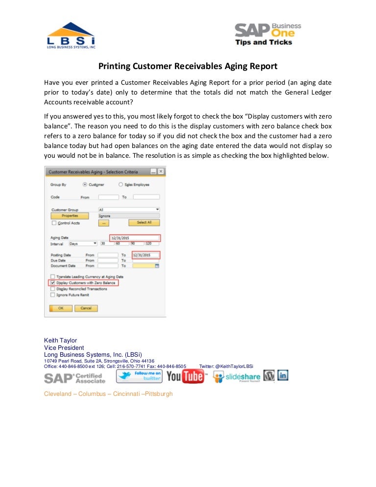 a r aging report