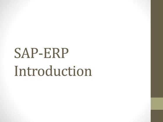 SAP ERP: Introduction | PPT