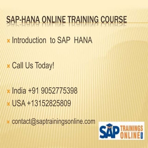 SAP HANA Online Training Course