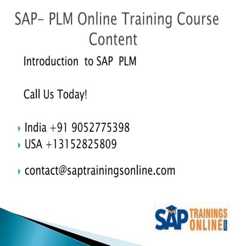 Sap  PLM Online Training Course