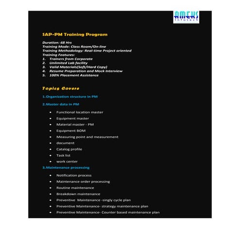 SAP PM Training Content
