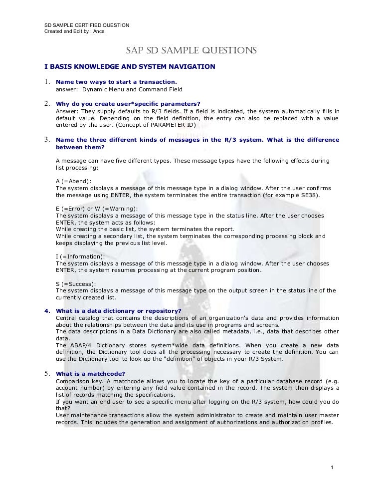 sap sd sample resume