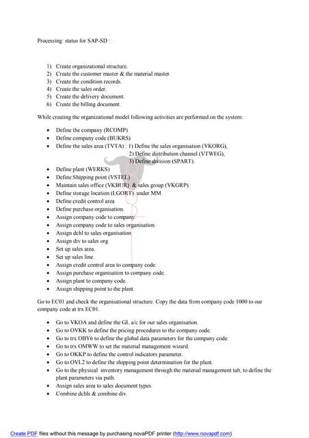 SAP SD Notes
