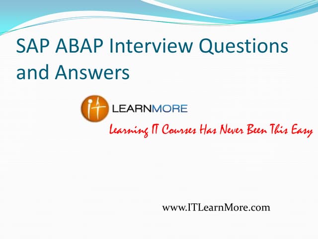  abap interview questions and answers 