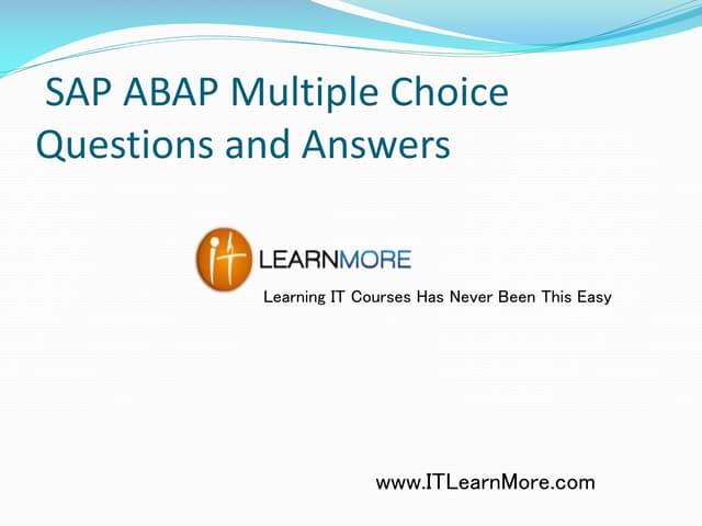 SAP ABAP Practice exam