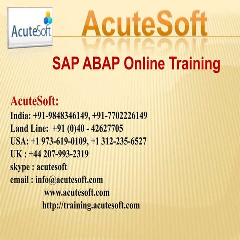 SAP ABAP ONLINE TRAINING