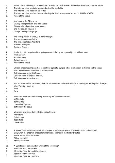 Sap abap Q&A 