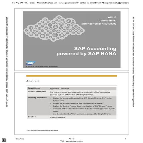 Sap ac110 col03 latest simple finance 1503 sample www erp_examscom
