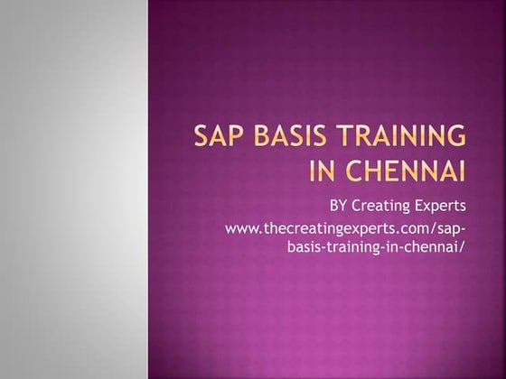 SAP BASIS Training in Chennai