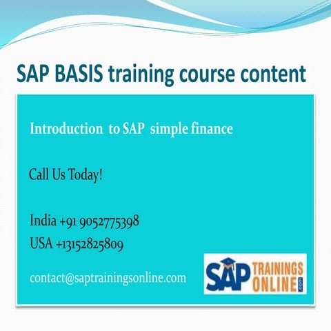 SAP BASIS Online Training | SAP Training | PPT