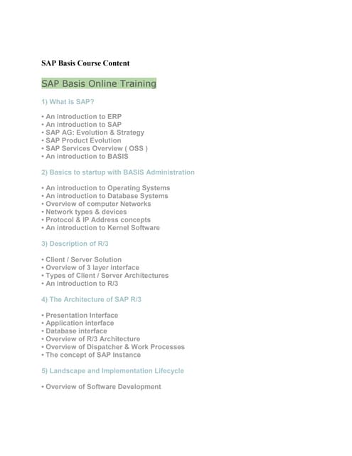 SAP SD Course Content | PDF