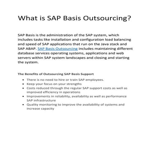 SAP BASIS Services | SAP BASIS Support | SAP Applications | PPTX