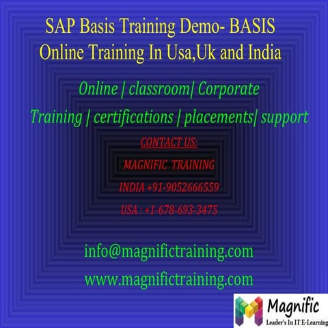 Sap basis training demo  basis online training in usa,uk and india