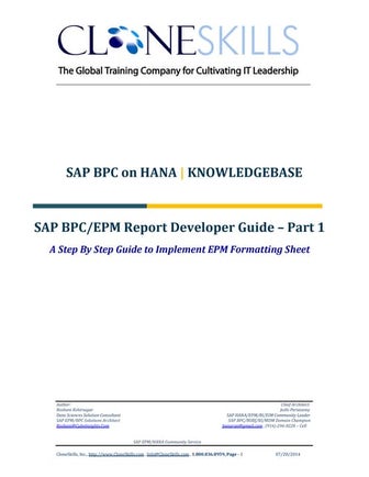 SAP BPC on HANA EPM Report Developer Guide - Part #1 - v9
