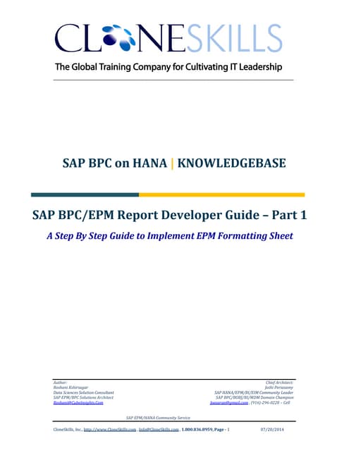 SAP BPC on HANA EPM Report Developer Guide - Part #1 - v9