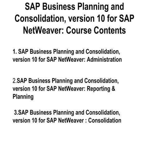 SAP Business Planning and Consolidation, version for SAP NetWeaver