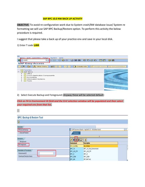SAP BPC NW Backup from BW/BI Document