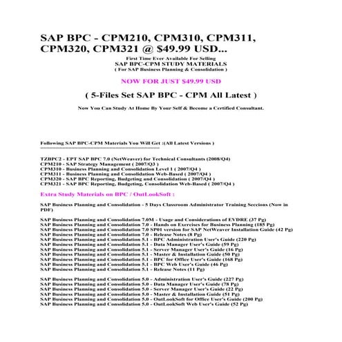 Sap bpc cpm study materials