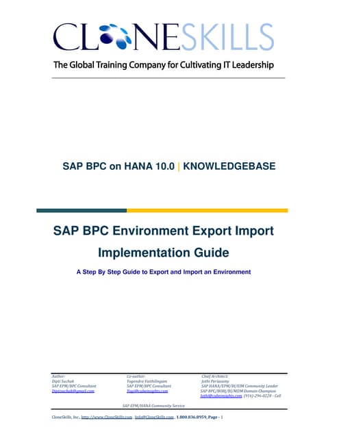 SAP BPC Environment Export Import Implementation Guide