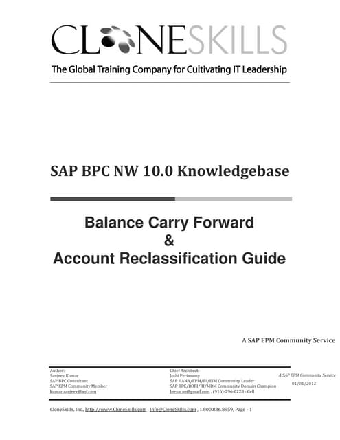 SAP BPC NW 10.0 Knowledgebase - Balance Carry Forward and Account Reclassific...