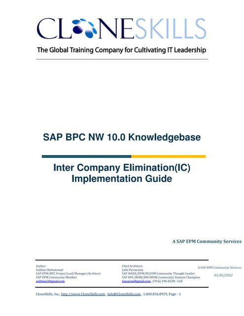 Sap bpc nw 10.0 consolidations ( ic  elimination) implementation guide v1 p