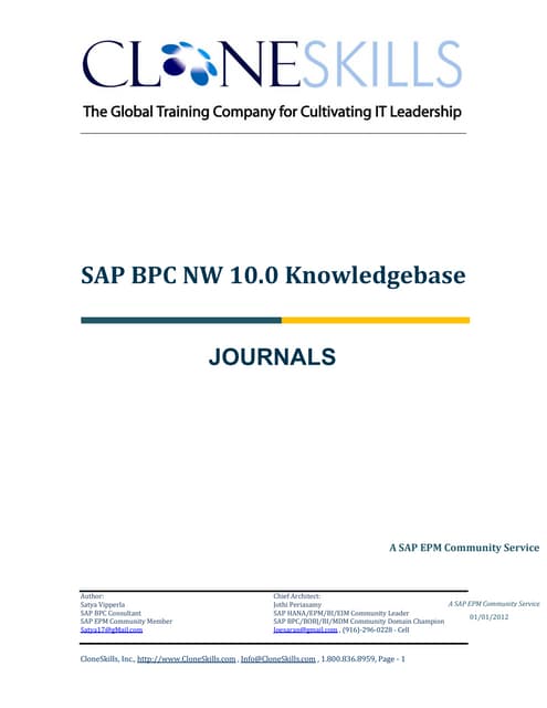 SAP BPC NW 10.0 Journals