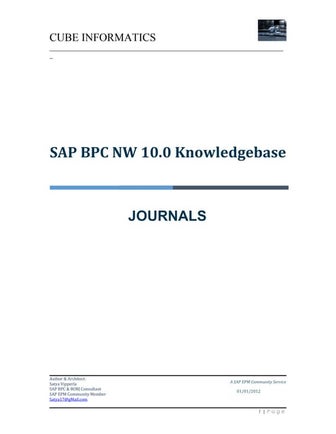 Sapbpc nw 10.0 journals
