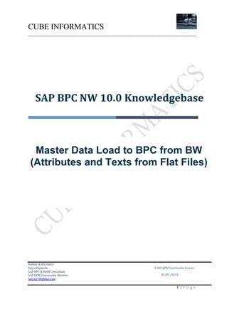 Sapbpc nw 10.0 master data load from bw to bpc