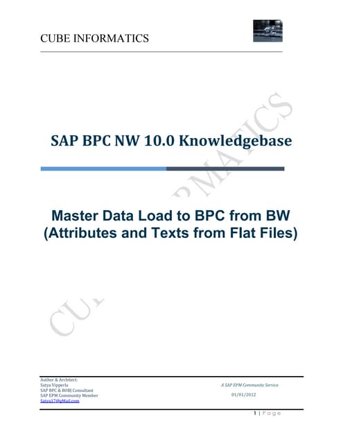 Sapbpc nw 10.0 master data load from bw to bpc