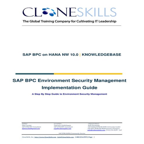 SAP BPC on HANA Environment Security Management Implementation Guide