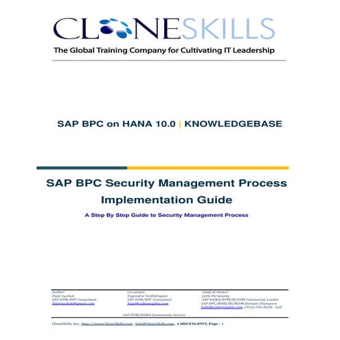 SAP BPC on HANA Security Management Process Implementation Guide v9