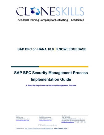 SAP BPC on HANA Security Management Process Implementation Guide v9