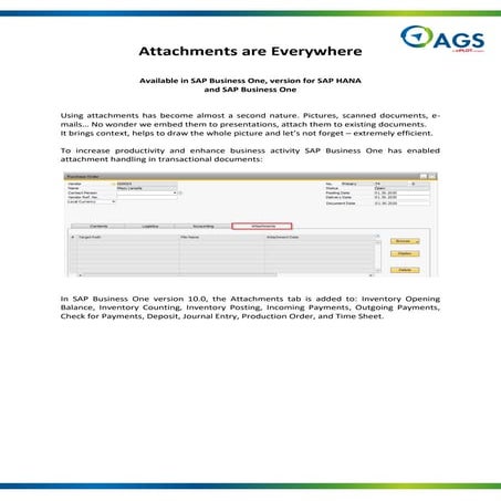 SAP Business One Quickhit: Attachments Are Everywhere