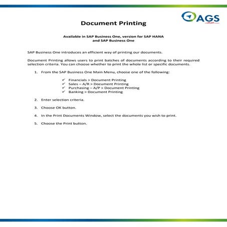 SAP Business One Quickhit: Document Printing