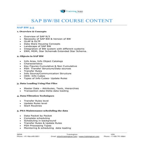 SAP BW BI ONLINE TRAINING