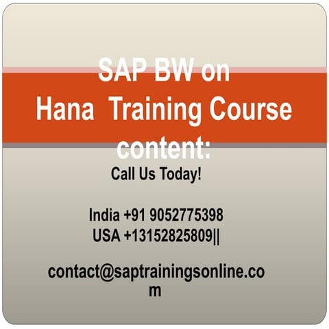 Sap bw on hana ramireddy ppt