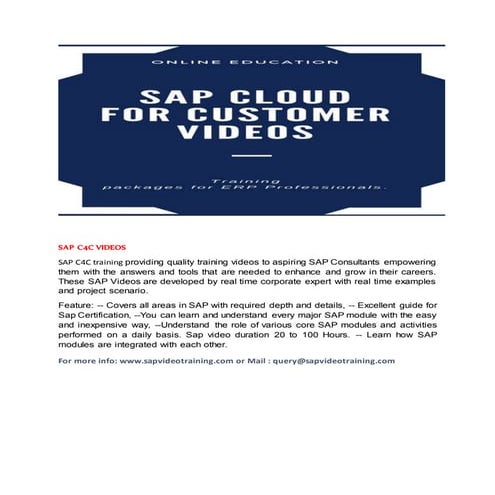 SAP CLOUD FOR CUSTOMER
