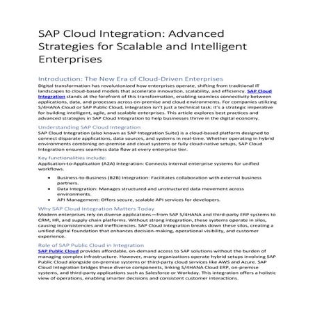 SAP Cloud Integration Advanced Strategies for Scalable and Intelligent Enterp...