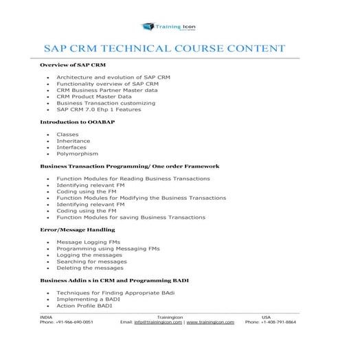 SAP CRM ONLINE TRAINING