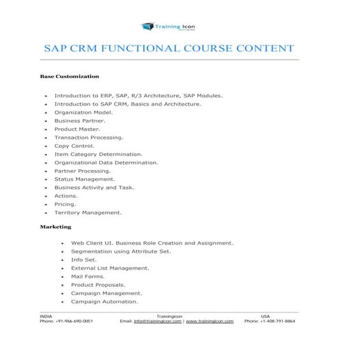 SAP CRM ONLINE TRAINING