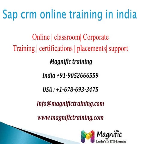 Sap crm online training in india