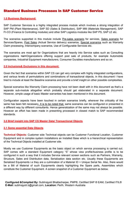 SAP Logistics - CS - Standard Process & Configuration document