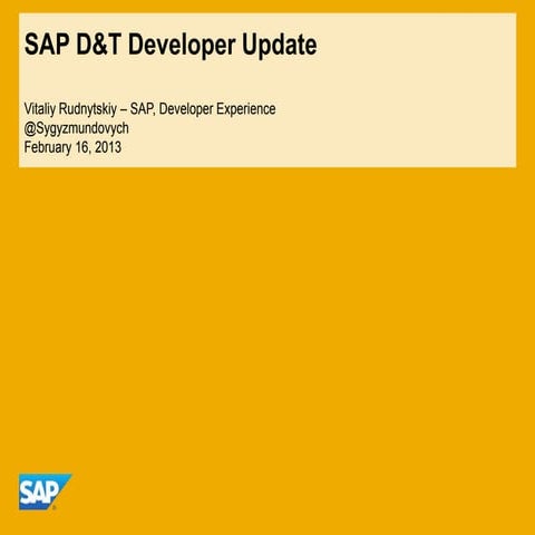 SAP DT Developer Update