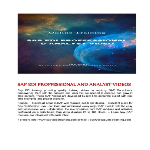 SAP EDI PROFFESSIONAL AND ANALYST 